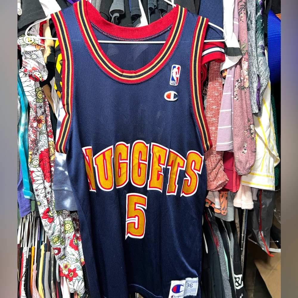 Vintage  Champion Jalen Rose Denver Nuggets #5 Navy Blue Jersey
